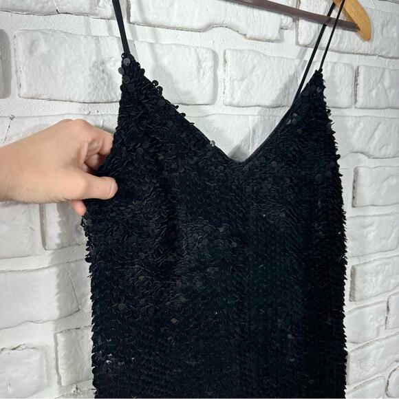 DO + BE Velvet Sequin Matte Black Dress Size Small - Picture 7 of 9